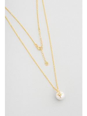 So CHIC Yeni Yıl Kutup Yıldızı 18 Ayar Sarı Altın Kaplama 55 Cm Gümüş Kolye