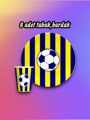 8 Kişilik Sarı Lacivert Taraftar Parti Seti - Doğum Günü ve Maç Günü Kutlamaları Için