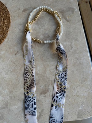 Incili Fular Kolye Kahve