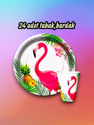 24 Kişilik Flamingo Temalı Parti Seti - Doğum Günü ve Özel Kutlamalar Için