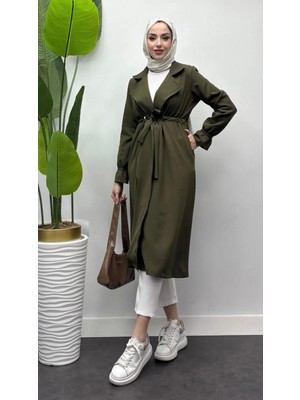 Tesettür Diyarı Bağcıklı Tesettür Mevsimlik Kap-Haki