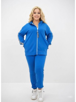 Moda Xlarge Kadın Büyük Beden Kapüşonlu Baskı Detaylı Eşofman Takımı 8136-25