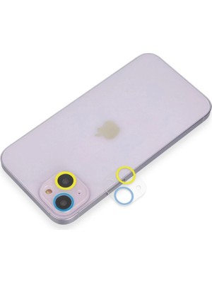 Buğz Iphone 13 Mini Renkli Kamera Lens Koruma Cam - Sarı-Mavi