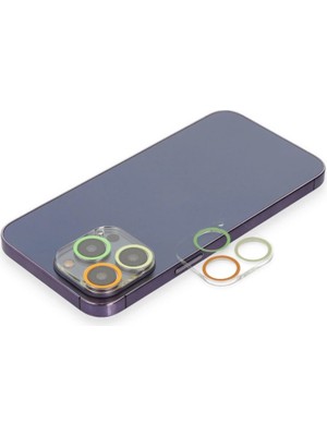 Buğz Iphone 13 Pro Renkli Kamera Lens Koruma Cam - Sarı-Turuncu