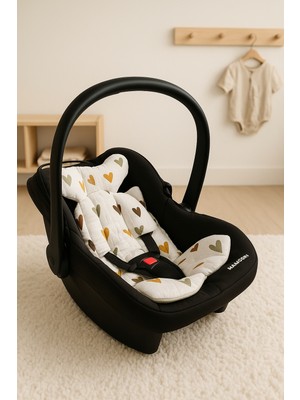 Beyge Baby %100 Pamuk Yıldız Desenli Müslin Kumaştan Puset Minderi