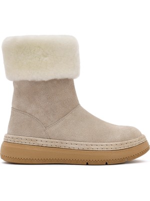 Derimod Kadın Bej Kalın Tabanlı Kürk Detaylı Süet Deri Bot 25WFD133410