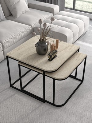 İşsevenler Orta Sehpa Damla İkili Lüx Traverten