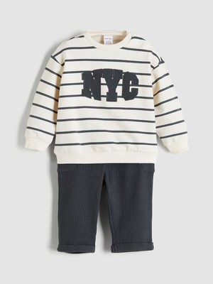 Lc Waikiki  Nakışlı Erkek Bebek Sweatshirt ve Pantolon