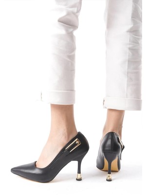 Preshley Kadın Fascino Siyah Deri Stiletto Topuklu Ayakkabı