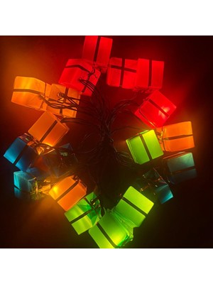 4 Metre 20 LED Pilli 2 Kademeli Hediye Kutusu Yılbaşı Ağacı Süsü LED Işık Mz-2