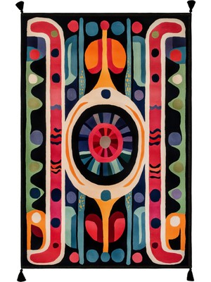 Arteluna Home&Living Artevo 19 Renkli Geometrik Tasarım Soyut Desenli Halı Ince Halı Kilim Halı Oturma Odası Salon Halısı