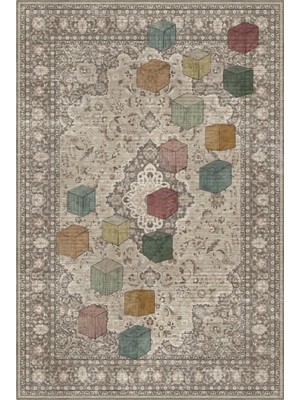Arteluna Home&Living Haliç 303 Kahverengi Vintage Halı Tasarım Halı Yıkanabilir Ince Dokuma Salon Ev Oturma Odası Halısı