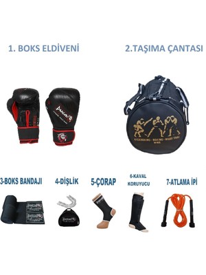 DragonDo Gifttoom, Kıck Boks Sporcu Çantalı Antrenman Seti, Dragon Supreme Deri Boks Eldiveni ve Ekipmanı