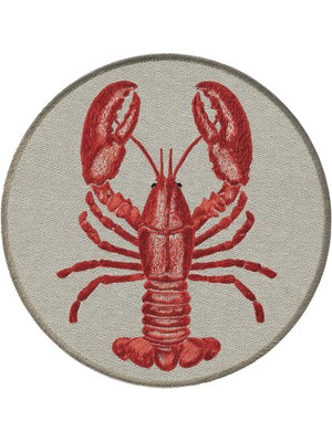 Marine 90 Pastel Yeşil Kırmızı Istakoz Desenli Tasarım Yuvarlak Marin Antre Halısı Mutfak Halısı