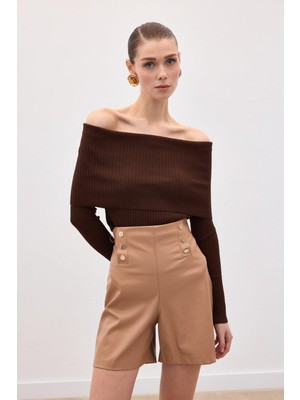 Sateen Madonna Yaka Triko Kadın Kazak 127-1367