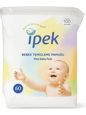 İpek Ipek 60’lı Bebek Temizleme Pamuğu – Saf Pamuk Ultra Yumuşak Maxi Pad | Yeni Doğan ve Hassas Cilt Için Bebek Bakım Pamuğu