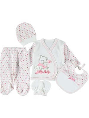 Mdrandy %100 Pamuk 5'li Kız Bebek Hastane Çıkışı Yenidoğan Zıbın Set Hediyelik