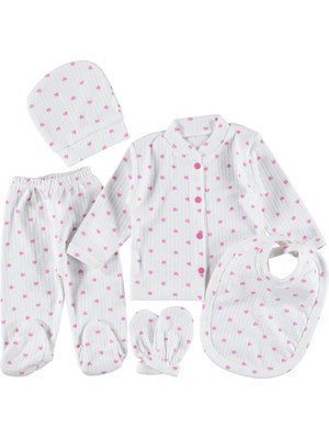 Mdrandy 0-3 Aylık 5 Li Zıbın Seti Hastane Çıkış Seti %100 Pamuklu