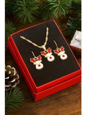 Bijuteri Net Geyik Yılbaşı Kutulu Zincir Kolye Set