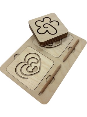 Mind of Toys Ahşap Sağ ve Sol El Koordinasyon Oyunu, Iki El Çizgi Çalışması, Farklı Desenler, 5 Çizim Seti