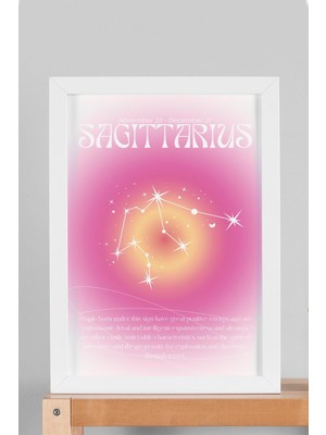 Satürn Design Sagittarius Yay Burcu Çerçeveli Tablo Aura Enerji Renkleri Astrolojik Takım Yıldızı Sembolü