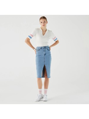 Lacoste Kadın Slim Fit Mavi Denim Etek