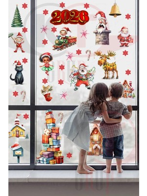 Kt Grup Yeni Yıl Yılbaşı Figürleri Hoşgeldin 2026 Yeni Sezon Cam Kapı Duvar Sticker Seti