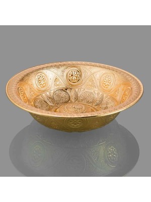 Gold Renk Yuvarlak Zamak Dekoratif Hamam Tası, Şıklık ve Kullanışlılık Sunar