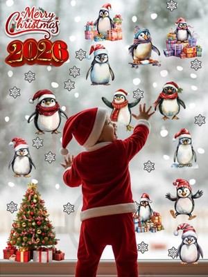 Kt Grup Yeni Yıl Yılbaşı Figürleri Hoşgeldin 2026 Yeni Sezon Cam Kapı Duvar Sticker Seti