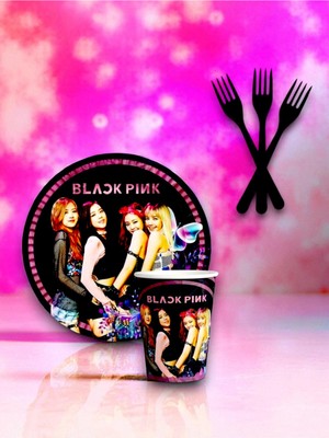 8 Kişilik Blackpink Temalı Tek Kullanımlık Servis Seti