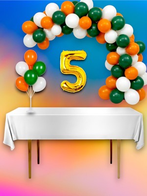 Yeşil, Beyaz ve Turuncu Renk Konsept Balon Kemer Mega Seti