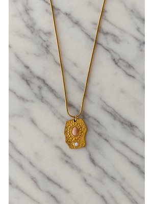 Taşlı Gold Asimetrik Kolye