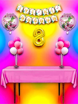 Flamingo Temalı 8 Yaş Doğum Günü ve Özel Etkinlik Mega Kombin Seti