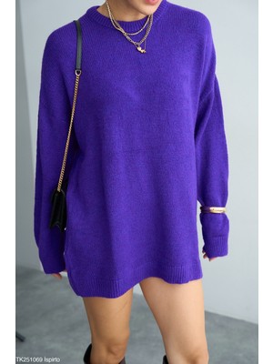 Cemo  Bisiklet Yaka Tüylü Oversize Kazak