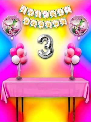 Flamingo Temalı 3 Yaş Doğum Günü ve Özel Etkinlik Mega Kombin Seti