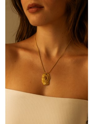 Taşlı Gold Asimetrik Kolye