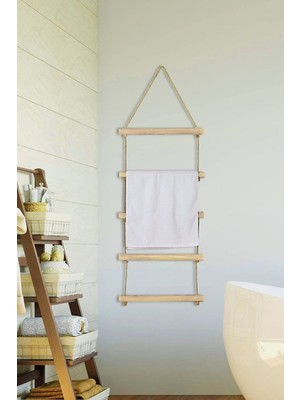 Yeşil 5 Katlı Jüt Merdiven, Ahşap Dekoratif Havlu Askısı