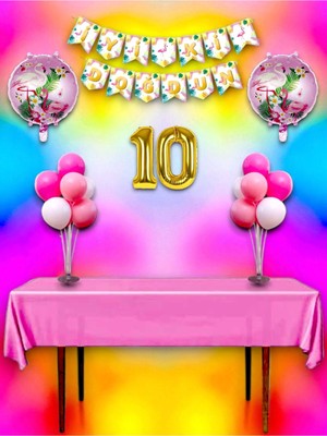 Flamingo Temalı 10 Yaş Doğum Günü ve Özel Etkinlik Mega Kombin Seti