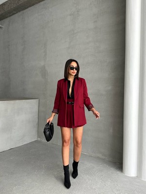 Leopar Astarlı Blazer Ceket