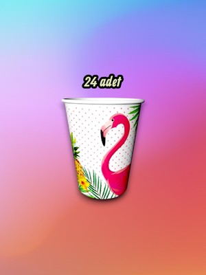 24 Adet Flamingo Temalı Bardak - Doğum Günü Parti ve Eğlenceli Etkinlikler Için