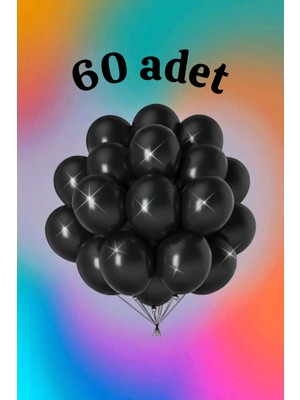 60 Adet Siyah Renk Balon Seti - Doğum Günü Parti ve Eğlenceli Etkinlikler Için