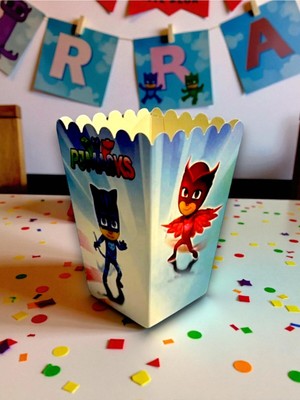 16 Kişilik Pijamaskeliler (Pj Masks) Temalı Mısır Kutusu / Ikramlık Kutusu (16 Adet)