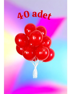 40 Adet Kırmızı Renk Balon Seti - Doğum Günü Parti ve Eğlenceli Etkinlikler Için