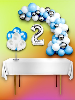 Mavi ve Metalik Konsept Balon Kemer Mega Seti