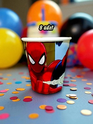 8 Adet Örümcek Adam Temalı Bardak - Doğum Günü Parti ve Eğlenceli Etkinlikler Için