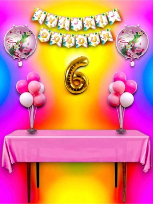 Flamingo Temalı 6 Yaş Doğum Günü ve Özel Etkinlik Mega Kombin Seti