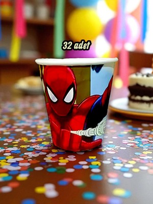 32 Adet Örümcek Adam Temalı Bardak - Doğum Günü Parti ve Eğlenceli Etkinlikler Için