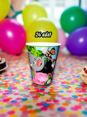 24 Adet Safari Temalı Bardak - Doğum Günü Parti ve Eğlenceli Etkinlikler Için
