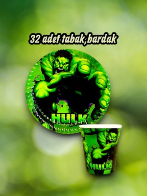 32 Kişilik Hulk Temalı Parti Seti - Doğum Günü ve Özel Kutlamalar Için