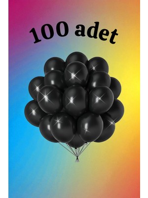 100 Adet Siyah Renk Balon Seti - Doğum Günü Parti ve Eğlenceli Etkinlikler Için